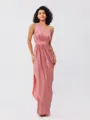 A-Line/Princess Charmeuse Ruffles One-Shoulder Sleeveless Ankle-Length Bridesmaid Dresses
