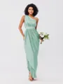 A-Line/Princess Charmeuse Ruffles One-Shoulder Sleeveless Ankle-Length Bridesmaid Dresses