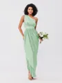 A-Line/Princess Charmeuse Ruffles One-Shoulder Sleeveless Ankle-Length Bridesmaid Dresses