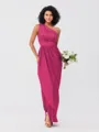 A-Line/Princess Charmeuse Ruffles One-Shoulder Sleeveless Ankle-Length Bridesmaid Dresses