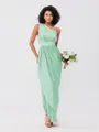 A-Line/Princess Charmeuse Ruffles One-Shoulder Sleeveless Ankle-Length Bridesmaid Dresses