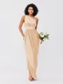 A-Line/Princess Charmeuse Ruffles One-Shoulder Sleeveless Ankle-Length Bridesmaid Dresses