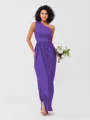 A-Line/Princess Charmeuse Ruffles One-Shoulder Sleeveless Ankle-Length Bridesmaid Dresses
