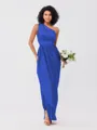 A-Line/Princess Charmeuse Ruffles One-Shoulder Sleeveless Ankle-Length Bridesmaid Dresses