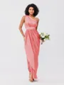 A-Line/Princess Charmeuse Ruffles One-Shoulder Sleeveless Ankle-Length Bridesmaid Dresses