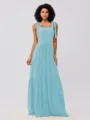 A-Line/Princess Chiffon Ruffles Straps Sleeveless Floor-Length Bridesmaid Dresses