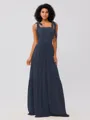 A-Line/Princess Chiffon Ruffles Straps Sleeveless Floor-Length Bridesmaid Dresses