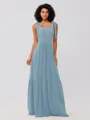 A-Line/Princess Chiffon Ruffles Straps Sleeveless Floor-Length Bridesmaid Dresses