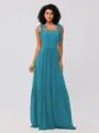 A-Line/Princess Chiffon Ruffles Straps Sleeveless Floor-Length Bridesmaid Dresses