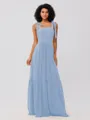 A-Line/Princess Chiffon Ruffles Straps Sleeveless Floor-Length Bridesmaid Dresses