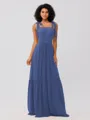 A-Line/Princess Chiffon Ruffles Straps Sleeveless Floor-Length Bridesmaid Dresses