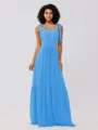 A-Line/Princess Chiffon Ruffles Straps Sleeveless Floor-Length Bridesmaid Dresses