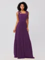 A-Line/Princess Chiffon Ruffles Straps Sleeveless Floor-Length Bridesmaid Dresses