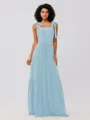 A-Line/Princess Chiffon Ruffles Straps Sleeveless Floor-Length Bridesmaid Dresses
