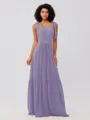A-Line/Princess Chiffon Ruffles Straps Sleeveless Floor-Length Bridesmaid Dresses