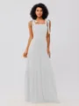 A-Line/Princess Chiffon Ruffles Straps Sleeveless Floor-Length Bridesmaid Dresses