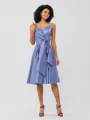 A-Line/Princess Silk Like Satin Ruffles Spaghetti Straps Sleeveless Knee-Length Bridesmaid Dresses