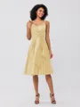 A-Line/Princess Silk Like Satin Ruffles Spaghetti Straps Sleeveless Knee-Length Bridesmaid Dresses
