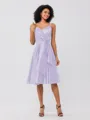 A-Line/Princess Silk Like Satin Ruffles Spaghetti Straps Sleeveless Knee-Length Bridesmaid Dresses