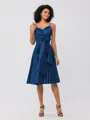 A-Line/Princess Silk Like Satin Ruffles Spaghetti Straps Sleeveless Knee-Length Bridesmaid Dresses