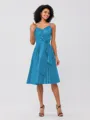 A-Line/Princess Silk Like Satin Ruffles Spaghetti Straps Sleeveless Knee-Length Bridesmaid Dresses