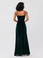 Sheath/Column Velvet Ruched Spaghetti Straps Sleeveless Floor-Length Bridesmaid Dresses