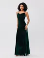 Sheath/Column Velvet Ruched Spaghetti Straps Sleeveless Floor-Length Bridesmaid Dresses
