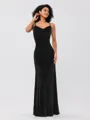Sheath/Column Velvet Ruched Spaghetti Straps Sleeveless Floor-Length Bridesmaid Dresses
