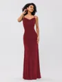Sheath/Column Velvet Ruched Spaghetti Straps Sleeveless Floor-Length Bridesmaid Dresses