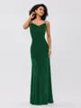 Sheath/Column Velvet Ruched Spaghetti Straps Sleeveless Floor-Length Bridesmaid Dresses