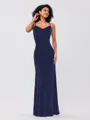 Sheath/Column Velvet Ruched Spaghetti Straps Sleeveless Floor-Length Bridesmaid Dresses