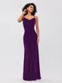 Sheath/Column Velvet Ruched Spaghetti Straps Sleeveless Floor-Length Bridesmaid Dresses