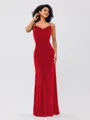 Sheath/Column Velvet Ruched Spaghetti Straps Sleeveless Floor-Length Bridesmaid Dresses