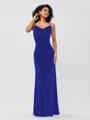 Sheath/Column Velvet Ruched Spaghetti Straps Sleeveless Floor-Length Bridesmaid Dresses