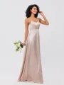 A-Line/Princess Silk like Satin Ruffles V-neck Sleeveless Floor-Length Bridesmaid Dresses