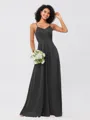 A-Line/Princess Silk like Satin Ruffles V-neck Sleeveless Floor-Length Bridesmaid Dresses