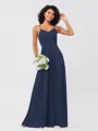 A-Line/Princess Silk like Satin Ruffles V-neck Sleeveless Floor-Length Bridesmaid Dresses