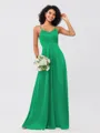 A-Line/Princess Silk like Satin Ruffles V-neck Sleeveless Floor-Length Bridesmaid Dresses