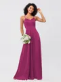A-Line/Princess Silk like Satin Ruffles V-neck Sleeveless Floor-Length Bridesmaid Dresses