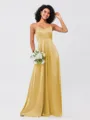 A-Line/Princess Silk like Satin Ruffles V-neck Sleeveless Floor-Length Bridesmaid Dresses