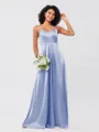 A-Line/Princess Silk like Satin Ruffles V-neck Sleeveless Floor-Length Bridesmaid Dresses