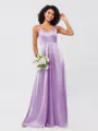 A-Line/Princess Silk like Satin Ruffles V-neck Sleeveless Floor-Length Bridesmaid Dresses