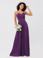 A-Line/Princess Silk like Satin Ruffles V-neck Sleeveless Floor-Length Bridesmaid Dresses