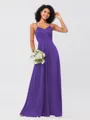 A-Line/Princess Silk like Satin Ruffles V-neck Sleeveless Floor-Length Bridesmaid Dresses