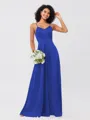 A-Line/Princess Silk like Satin Ruffles V-neck Sleeveless Floor-Length Bridesmaid Dresses
