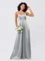 A-Line/Princess Silk like Satin Ruffles V-neck Sleeveless Floor-Length Bridesmaid Dresses