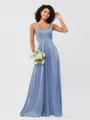 A-Line/Princess Silk like Satin Ruffles V-neck Sleeveless Floor-Length Bridesmaid Dresses