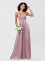 A-Line/Princess Silk like Satin Ruffles V-neck Sleeveless Floor-Length Bridesmaid Dresses