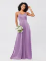 A-Line/Princess Silk like Satin Ruffles V-neck Sleeveless Floor-Length Bridesmaid Dresses
