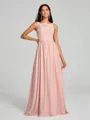 A-Line/Princess Square Floor-Length Sleeveless Chiffon Bridesmaid Dress